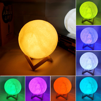 Veilleuse LED impression 3D lune lampe avec support 8 cm/12 cm/15 cm alimenté par batterie 7 couleurs changeantes enfants lune nuit lampe décor à la maison