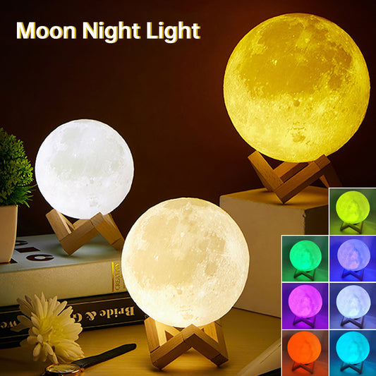 Veilleuse LED impression 3D lune lampe avec support 8 cm/12 cm/15 cm alimenté par batterie 7 couleurs changeantes enfants lune nuit lampe décor à la maison