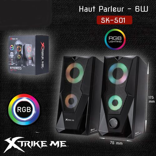 Xtrike PC Speaker, PC Gaming Speaker Computer Speakers USB Gaming Speaker 3.5MM Jack Socket with Luminuse RGB LED Volume Control Baffle for TV PC Desktop Computer