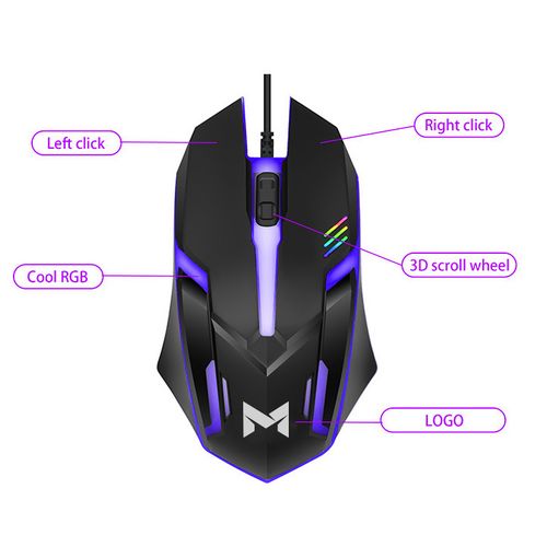 mifoy M10 Souris Filaire Optique USB Effet Lumineuse RGB E-sport pour Ordinateur