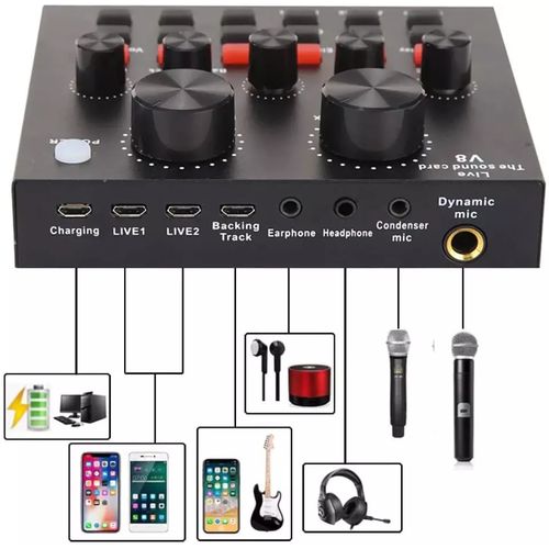 Ensemble Microphone BM-800 + Carte Son Audio V8 + Éacouteur