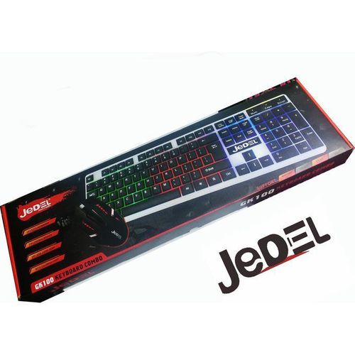 Jedel Pack Clavier et Souris Gamer rétro-éclairé LED Gaming RGB - AZERTY