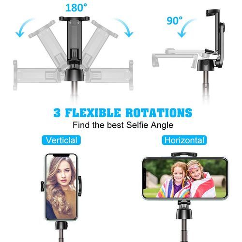 Selfie Bluetooth, 3 en 1 Trépied Smartphone Extensible Selfie Stick avec Télécommande sans Fil,